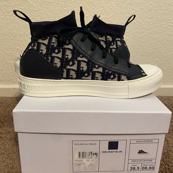 L@@K! Logo Navy Oblique Sneaker SZ 39.5 - Picture 1 of 11